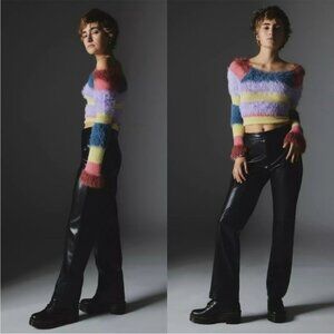 NWT Silence + Noise Sydney Faux Leather Black Moto Pant - Size 12